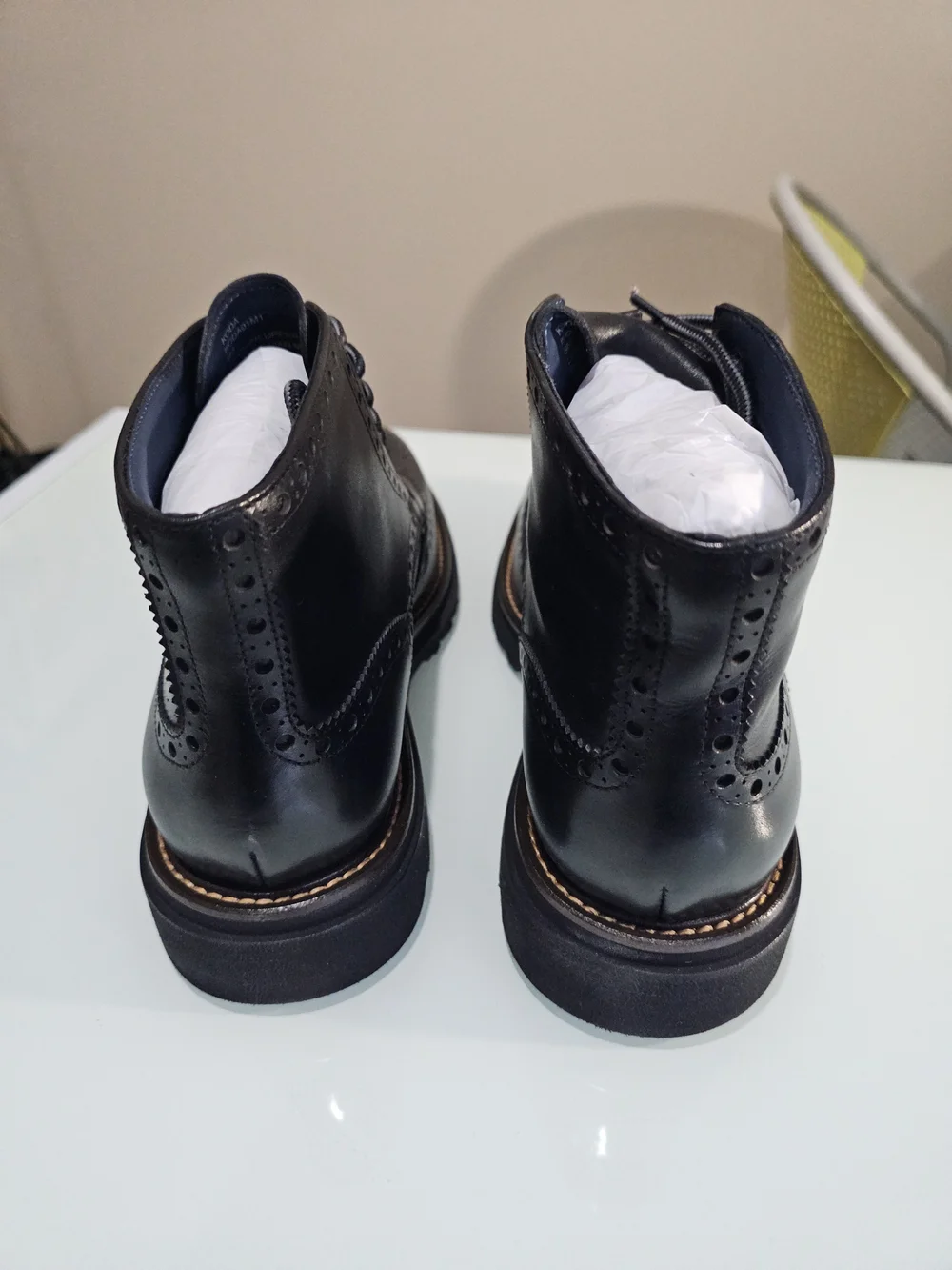 NWT Men's Steve Madden Koda Black Leather Wingtip Lace-Up Boots 9